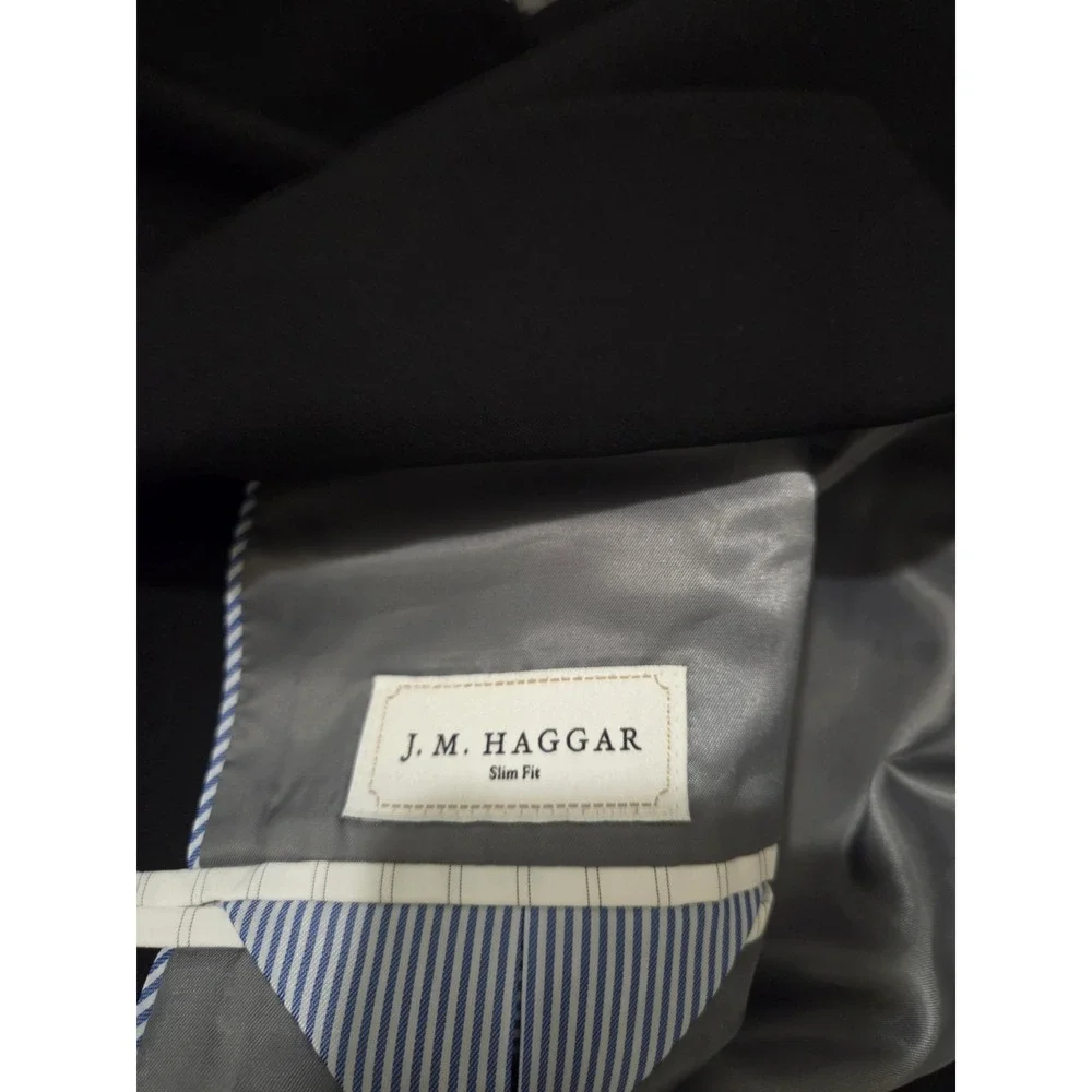 J.M. Haggar Slim Fit Black Blazer‎ Jacket Men's 40L Two Button Suit Coat
